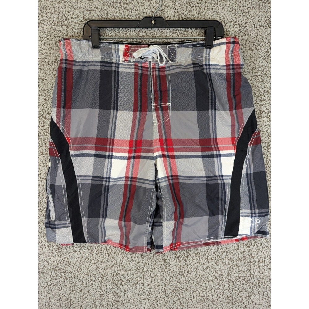 OP Ocean Pacific Swim Trunks Shorts Mens Large Multicolor Plaid - Picture 1 of 8
